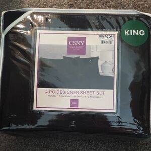 4 Piece Black Designer Sheet Set